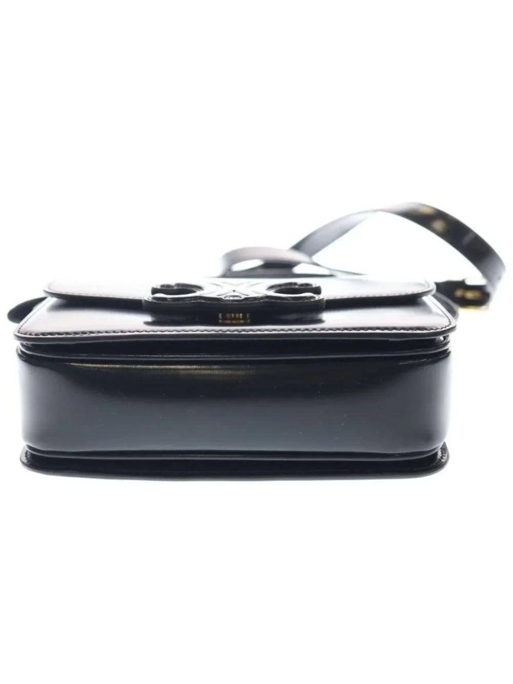 Celine Tee Ncueil Triomphe Smo le Shoulder Bag Black Leather
